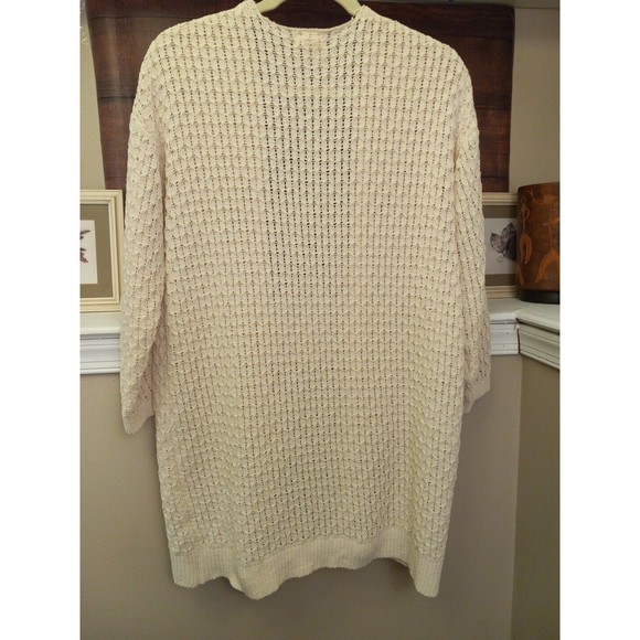 Nicole Miller artelier Ivory Knit 3/4 Sleeve Open Cardigan Sweater‎ Size S - Picture 6 of 12